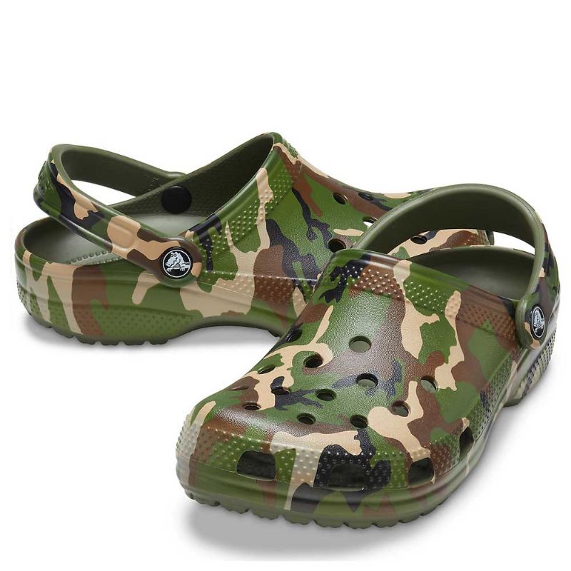 Crocs Classic Printed Camo Clog Army Green/Multi UK 8-9 EUR 42-43 US M9/W11 (206454-3TC)